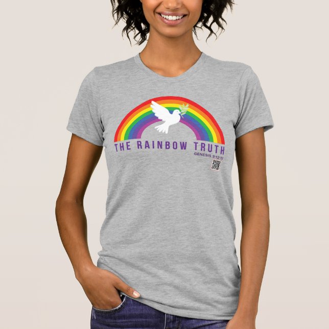 T-Shirt Rainbow Truth Dove, Cinza feminina (Frente)