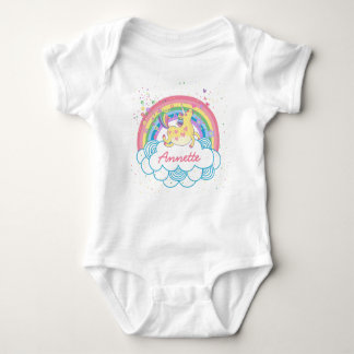 T-shirt Rainbow Unicorn Bonito Meninas Personalizadas Baby