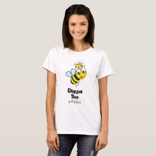 T-shirt Rainha Bee Cute Bumble Bee com Coroa