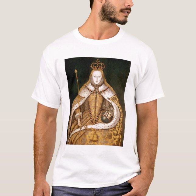 T-shirt Rainha Elizabeth mim em vestes da coroação (Frente)
