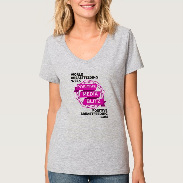 T-shirt Raio positivo V dos meios - T do pescoço (Frente)