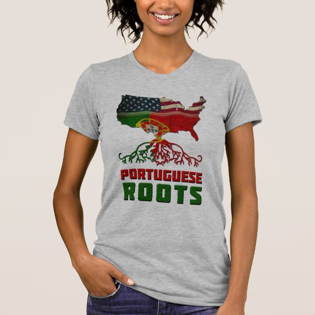 T-shirt Raízes portuguesas americanas (Frente)
