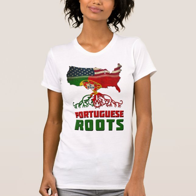 T-shirt Raizes portuguesas americanas (Frente)