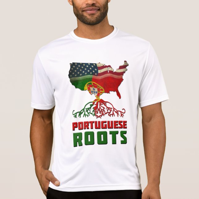 T-shirt Raízes Portuguesas USA Patrimônio Bandeira (Frente)