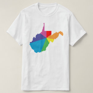 T-shirt rajada de cor da virgínia ocidental