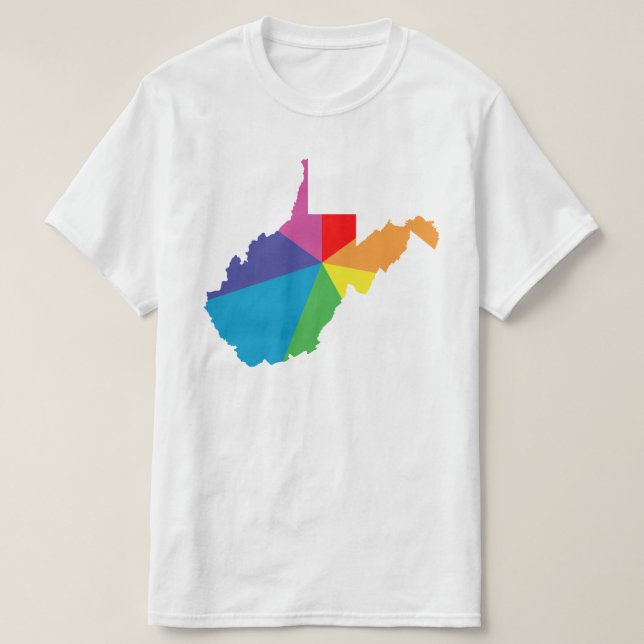 T-shirt rajada de cor da virgínia ocidental (Frente do Design)