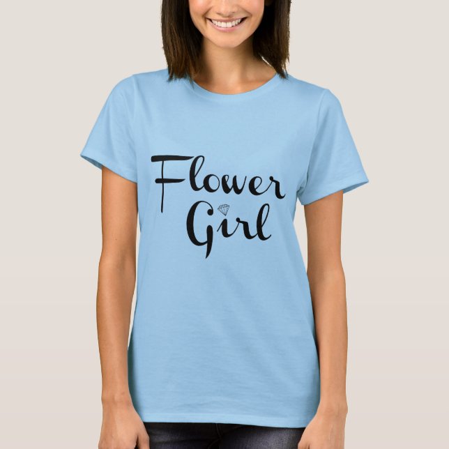 T-shirt Rapariga da Flor - Script Retroativo Preto em Azul (Frente)
