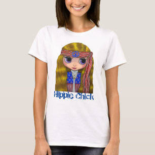 T-shirt Rapariga do Pintinho Hippie de 1960 em Estrelas e