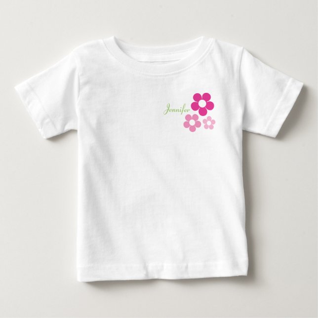 T-shirt Rapariga Flor com Nome - Camisa-Criança (Frente)