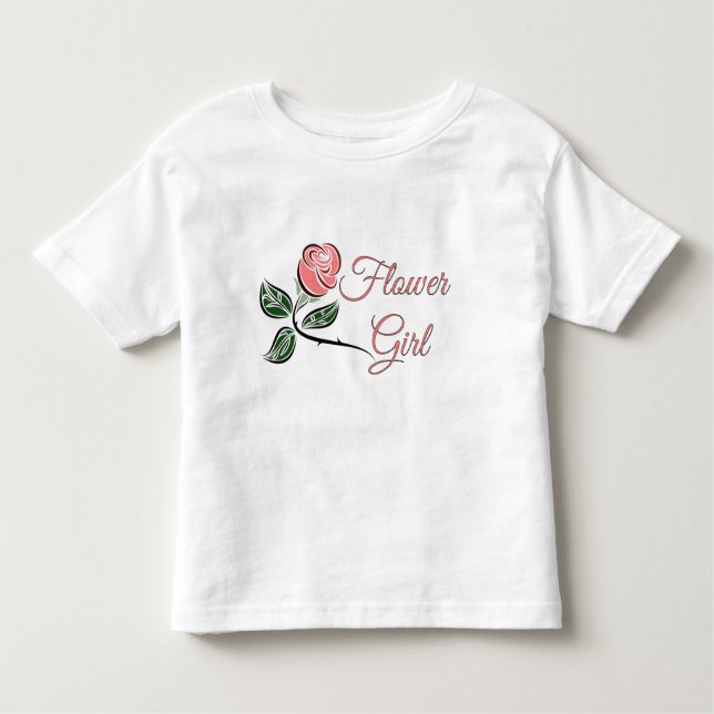 T-shirt Rapariga Flor Toddler Ruffle Casamento T- Vestido (Frente)