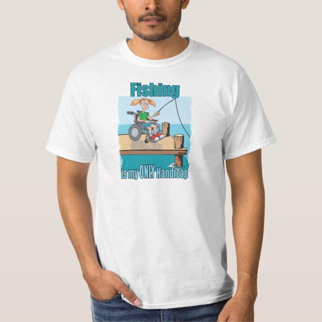 T-shirt Rapariga na pesca de cadeira de rodas (Frente)