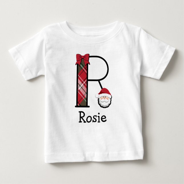 T-shirt Rapariga Papai noel Natal 3/4 monograma R (Frente)