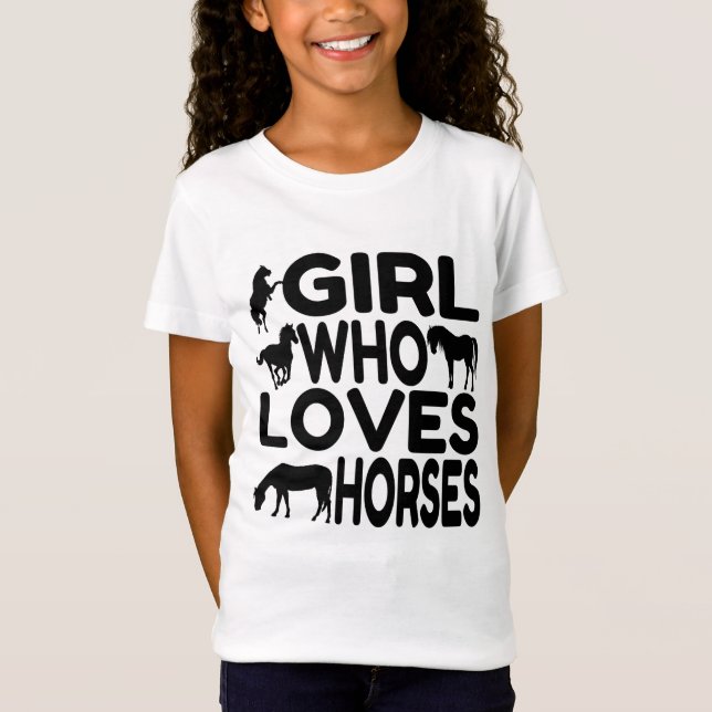 T-shirt Rapariga Que Ama Cavalos (Frente)