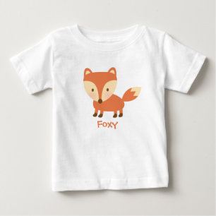 T-shirt Rapariga Raposa da Floresta Laranja Fofa Para Bebê