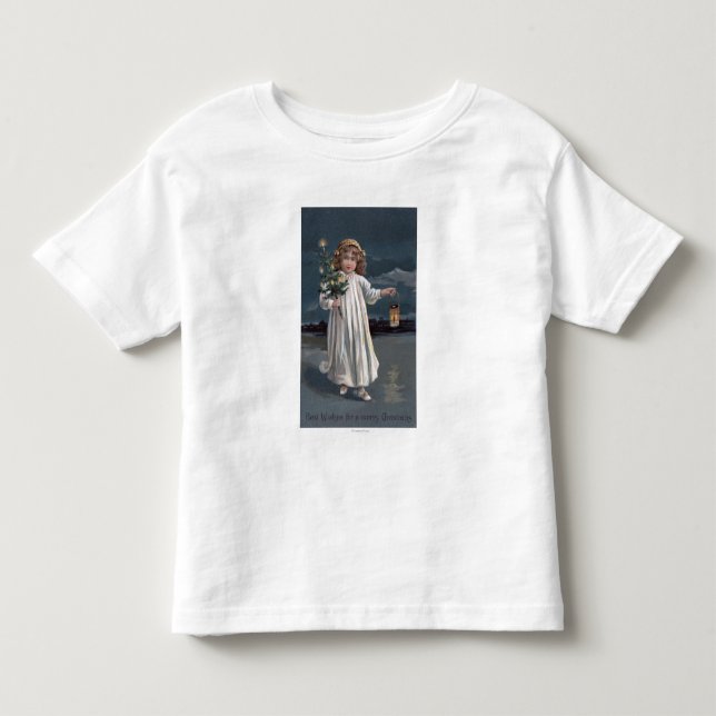 T-shirt Rapariga Segurando Árvore e Lanterna (Frente)