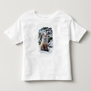 T-shirt Raposa Vermelha sentada no banco de neve, Vulpes, 
