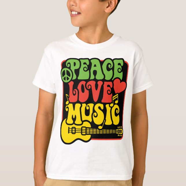 T-shirt Rasta PEACE-LOVE-MUSIC (Frente)
