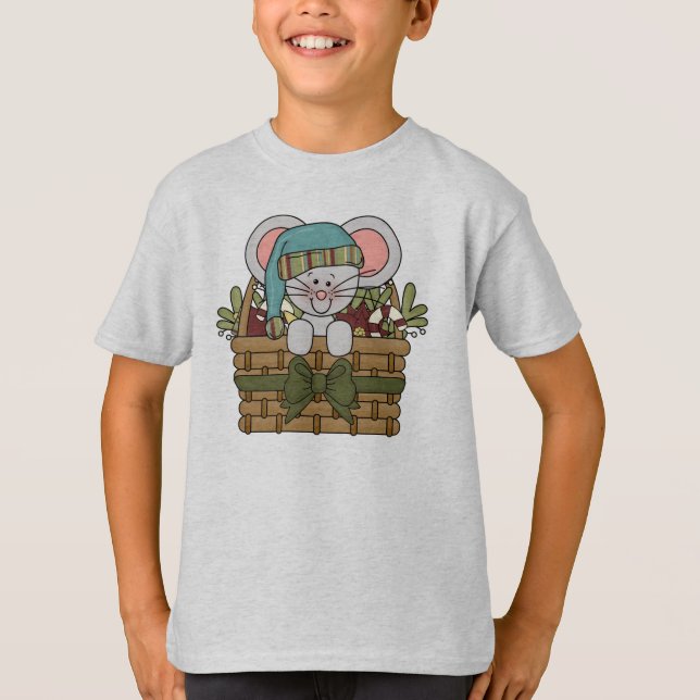 T-shirt Rato do Natal na cesta (Frente)