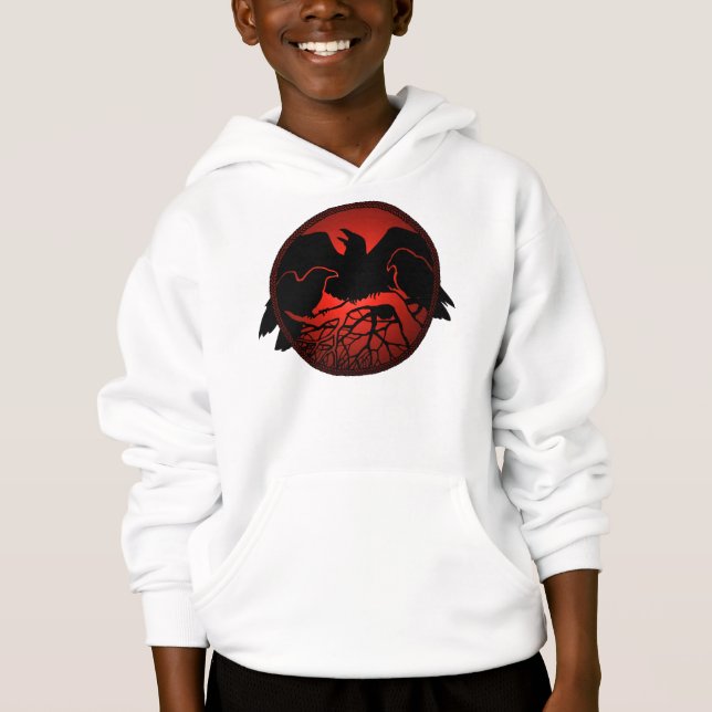 T-shirt Raven Hoodie Kid's Raven / Crow Art Sweatshirts (Frente)
