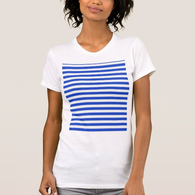 T-shirt Real Blue Combination Stripes por Shirley Taylor (Frente)