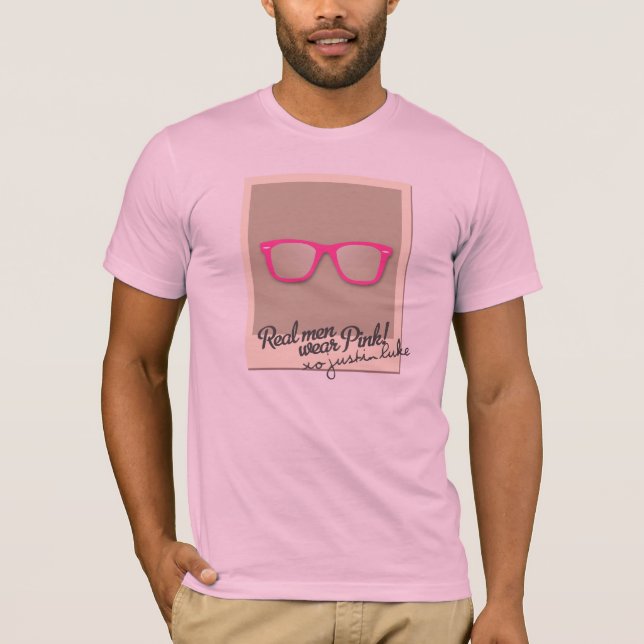 T-shirt real do rosa do desgaste de homens (Frente)