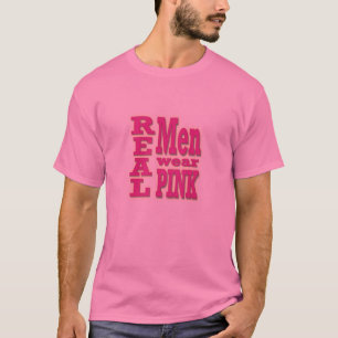 T-shirt real do rosa do desgaste de homens - texto