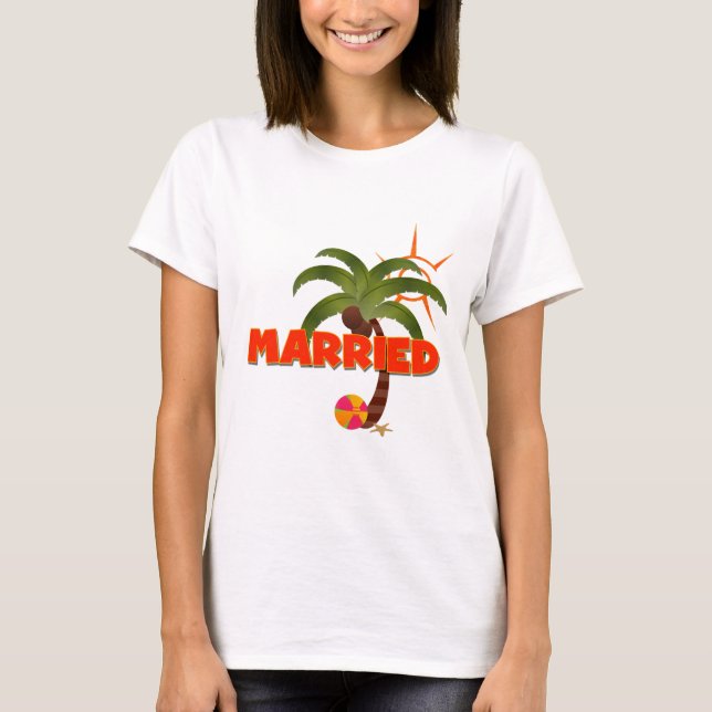 T-shirt Recem casados tropical (Frente)