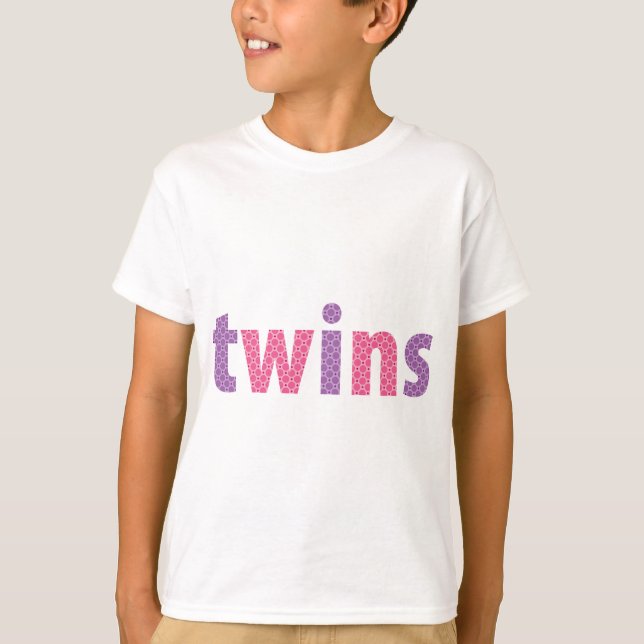 T-shirt RECOLHA DE GÊMEOS - raparigas {violet + rosa} (Frente)