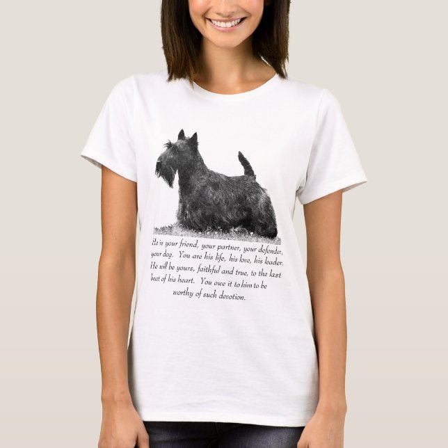 T-shirt Recordação do Terrier Escocês - Cão MACHO (Frente)