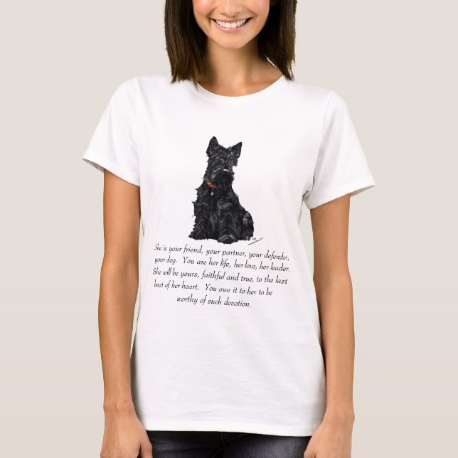 T-shirt Recordo de Terrier Escocês - FÊMEA (Frente)