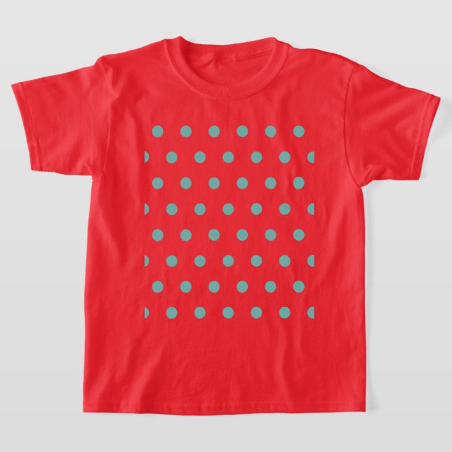 T-Shirt (Red & Aqua) da criança bolinhas (Postura )