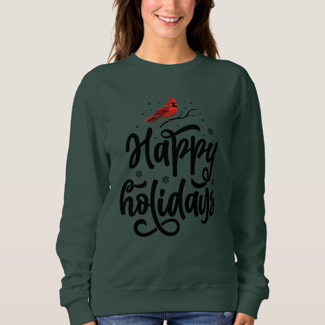 T-Shirt Red Bird Happy Holidays (Frente)
