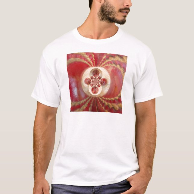 T-shirt Red Cricket Balls Abstrato (Frente)