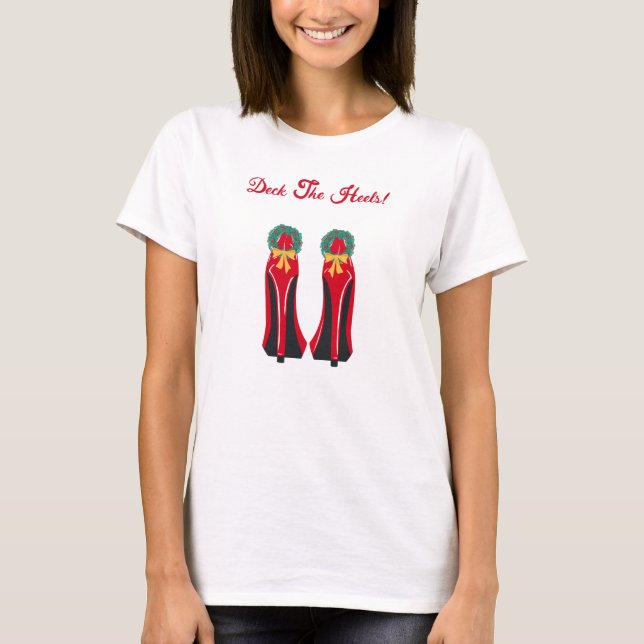 T-shirt Red High Heels com Wredies de Natal (Frente)
