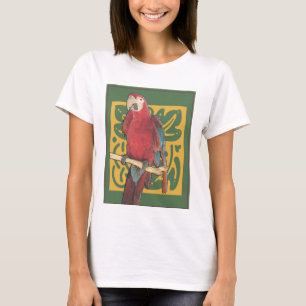 T-shirt Red Parrot Art Nouveau
