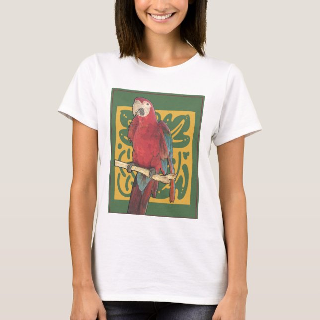 T-shirt Red Parrot Art Nouveau (Frente)