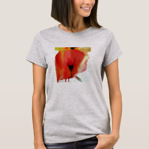 T-shirt Red Poppies aquarela arte floral moderna