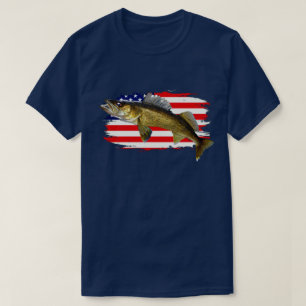 T-Shirt Red, White e Blue Walleye Pike