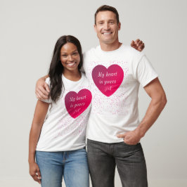 T-Shirt Red White Heart Modern Men