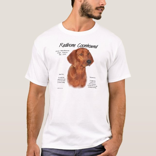 T-shirt Redbone Coonhound History Design (Frente)