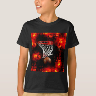 T-shirt Rede de Basquete, Ball & Flames