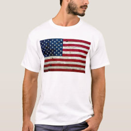 T-shirt Refrigere a madeira afligida da bandeira americana