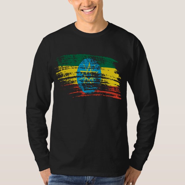 T-shirt Refrigere o design etíope da bandeira (Frente)