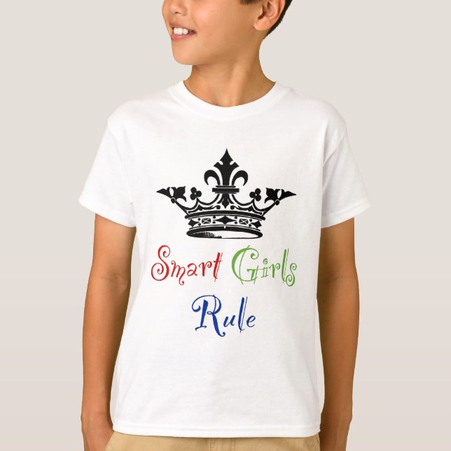 T-shirt Regra esperta das meninas… com coroa (Frente)