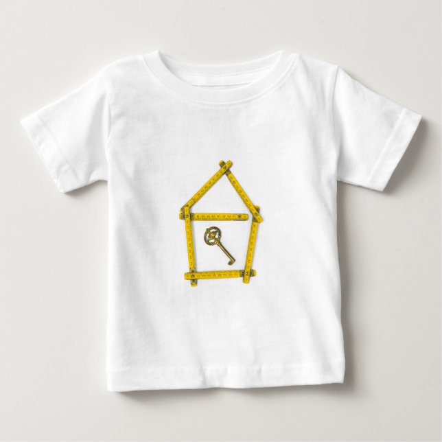 T-shirt régua de dobradura, forma da casa e chave (Frente)