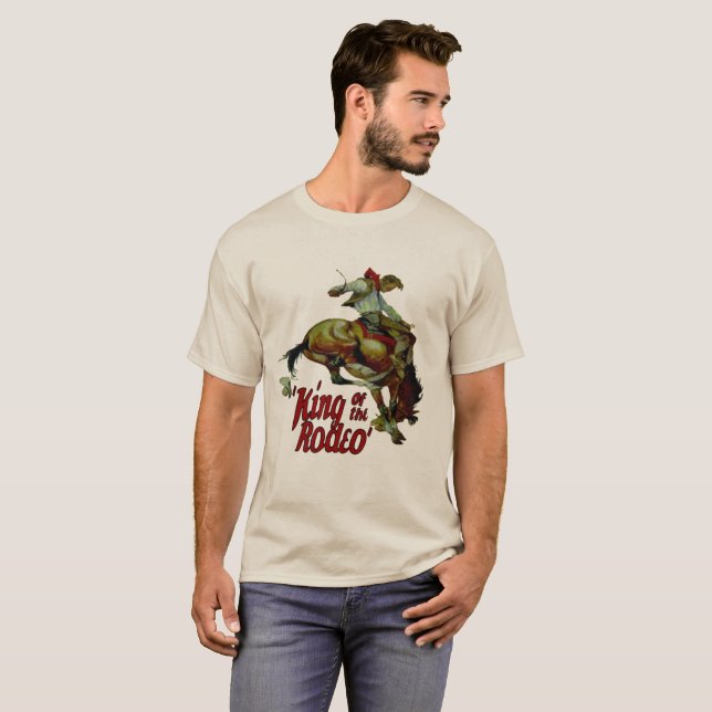 T-shirt Rei Bucking Rodeio do cavalo do vaqueiro do rodeio (Frente Completa)