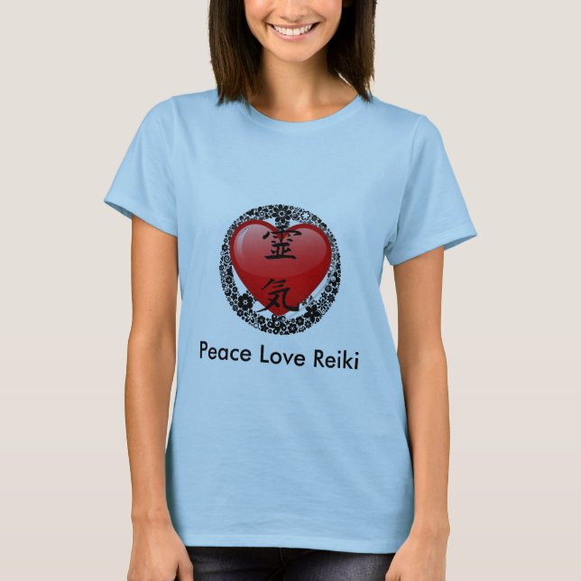 T-shirt Reiki-opção 2 do amor da paz (Frente)