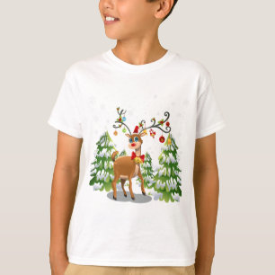 T-shirt Reindeer Bonito na Neve
