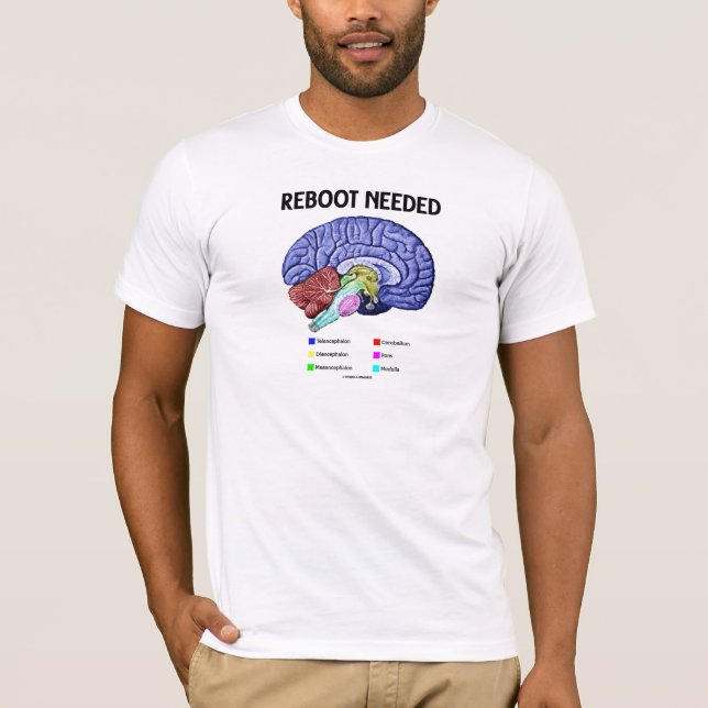 T-shirt Reinicialização necessária (Humor cerebral anatômi (Frente)