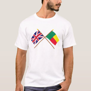 T-shirt Reino Unido e bandeiras cruzadas Benin